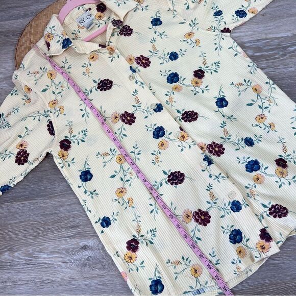 Vintage 90’s pal yellow floral thermal oversized button down shacket - Picture 4 of 5